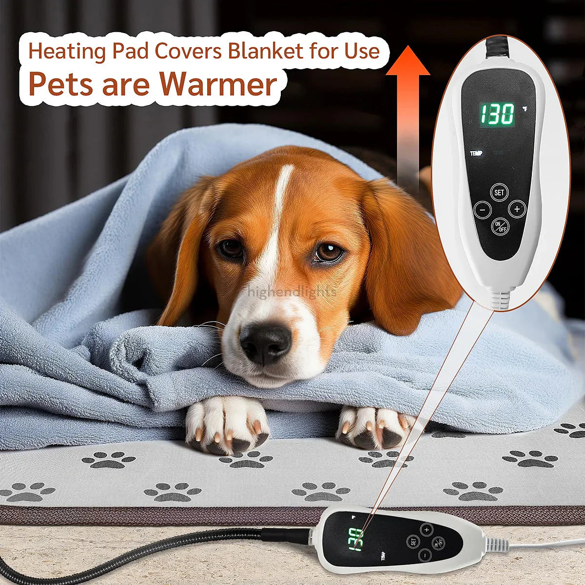 Adjustable Heated Dog Pad with Waterproof Cover for Comfort & Warmth