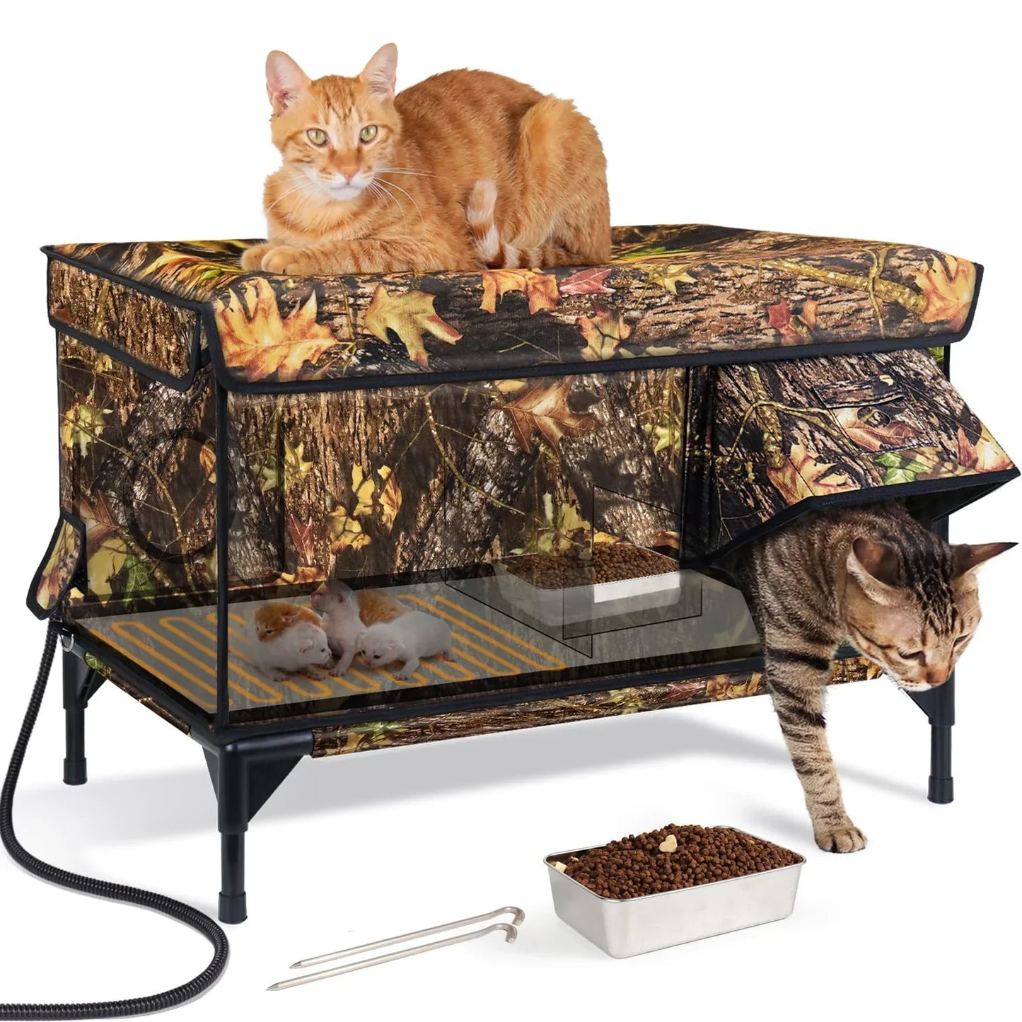 Insulated Heated Cat House for Outdoor Winter Shelter with Heating Pad