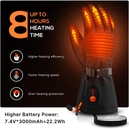 Rechargeable Touchscreen Heated Gloves - Waterproof Winter Warmers