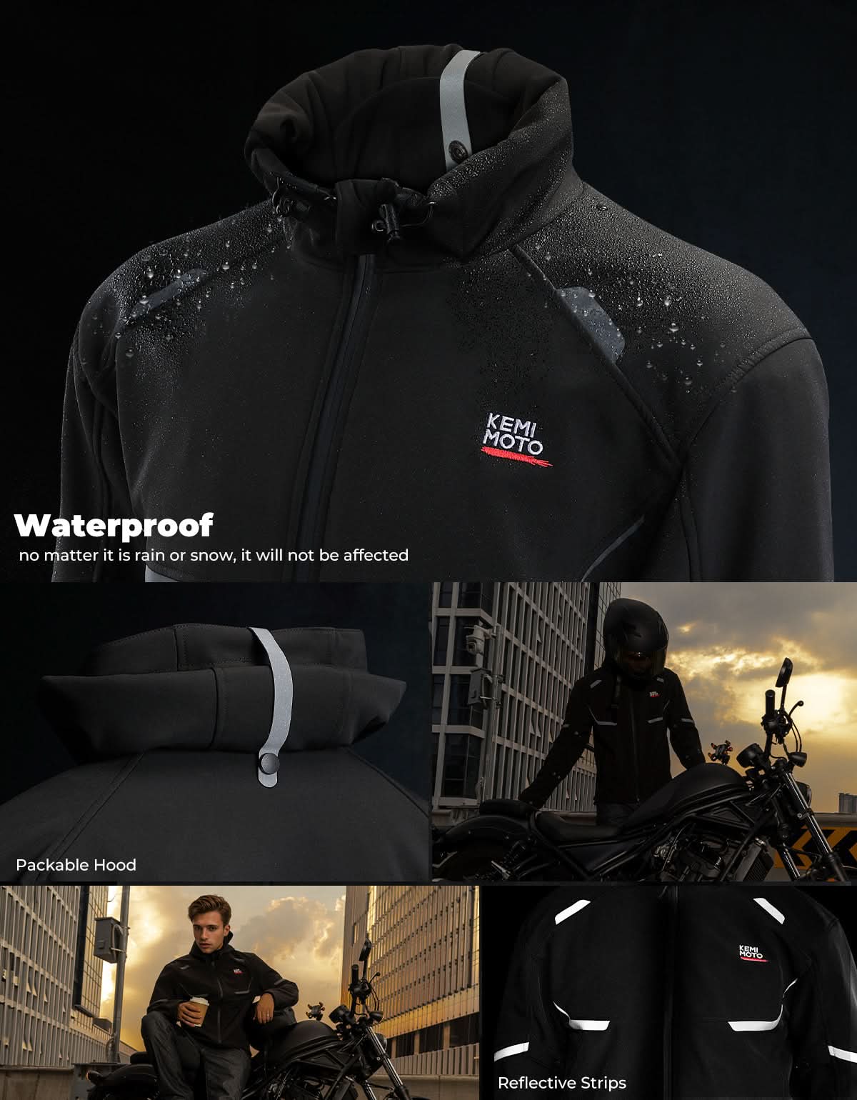 Heated Jacket with 20000 mAh Battery for Motorcycle Outdoor Hiking