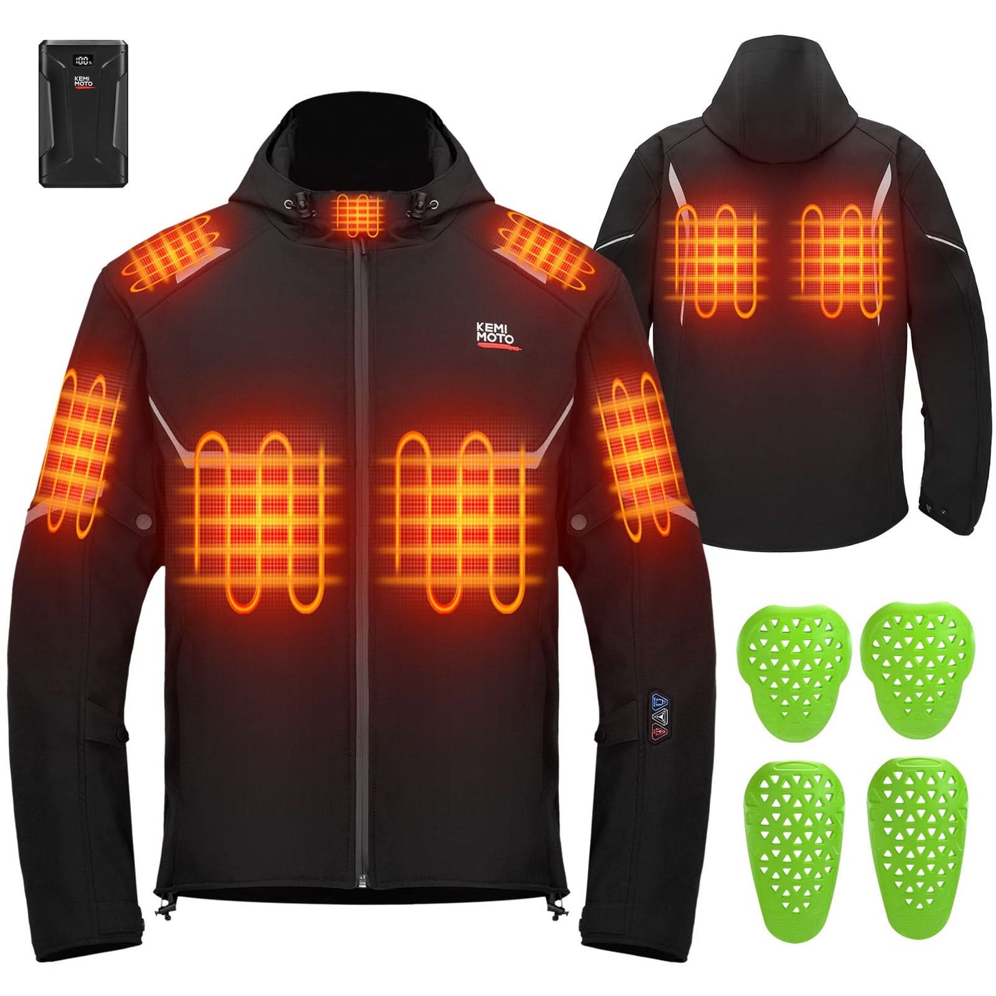 Heated Jacket with 20000 mAh Battery for Motorcycle Outdoor Hiking