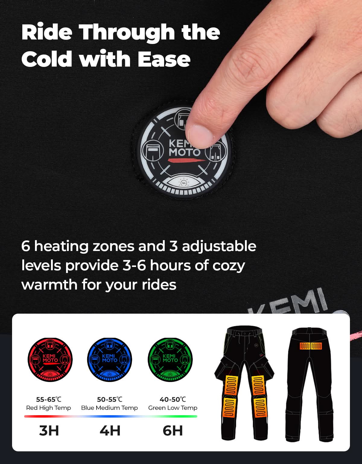 Men’s Heated Motorcycle Pants with 10000mAh Battery and Armor