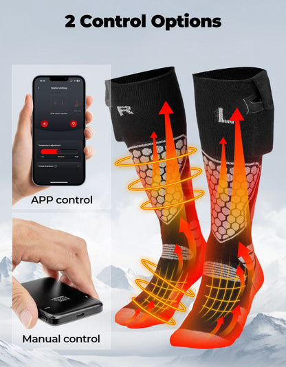 Men’s Heated Wool Socks APP Control Toe Warmers with 5000mAh Battery