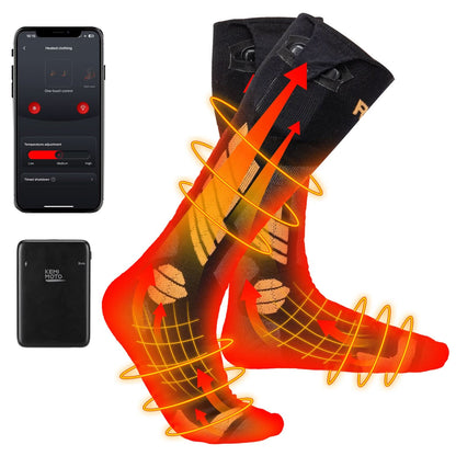 Men’s Heated Wool Socks APP Control Toe Warmers with 5000mAh Battery