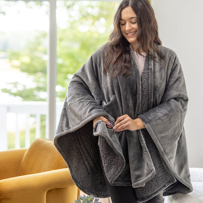 Heated Sherpa Wearable Throw