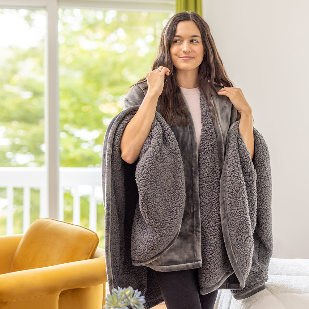 Heated Sherpa Wearable Throw