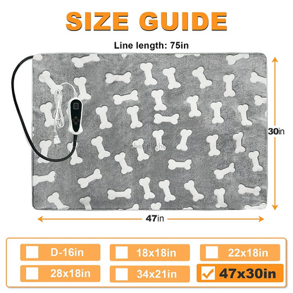 Extra Large Waterproof Heated Dog Bed Mat - Electric Pet Warmer