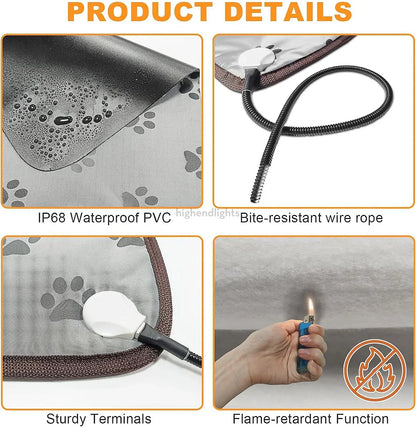 Extra Large Waterproof Heated Dog Bed Mat - Electric Pet Warmer