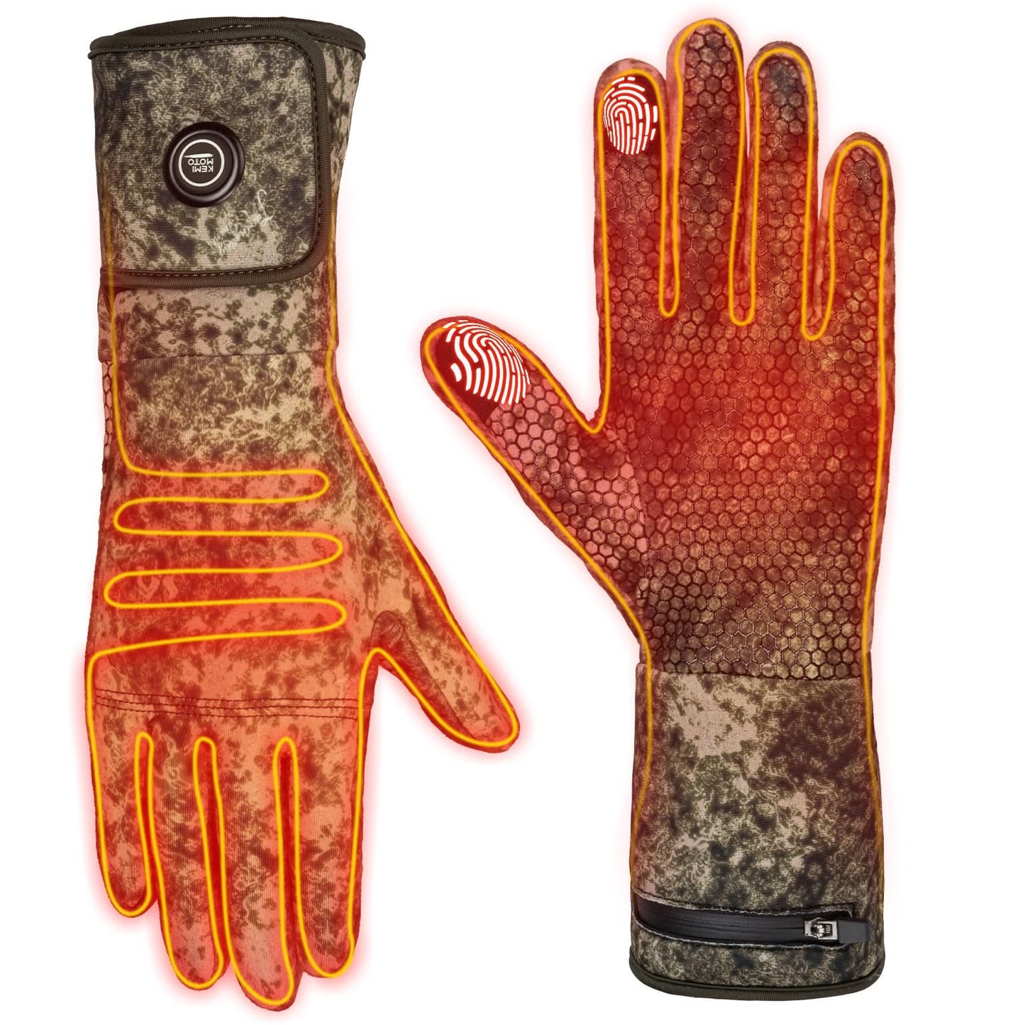 Camo Heated Hunting Gloves Men Women Touchscreen with 2 Batteries
