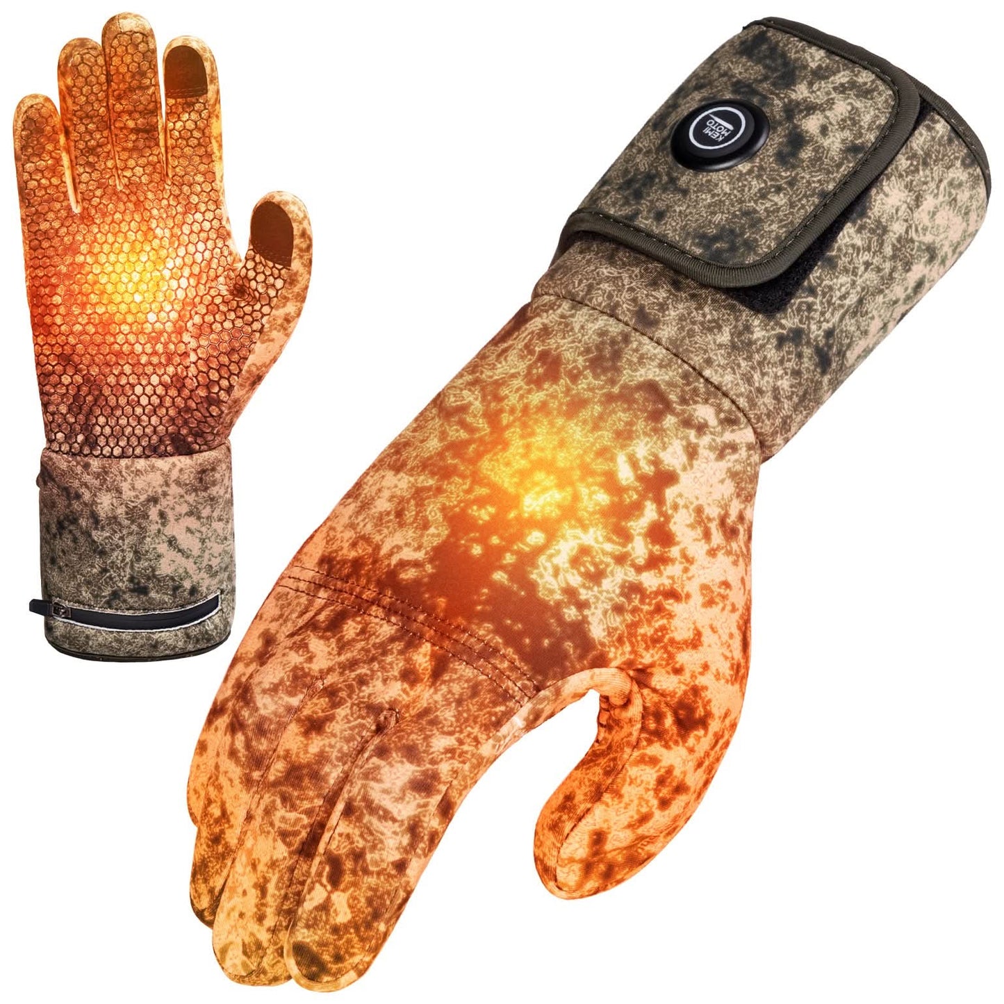 Camo Heated Hunting Gloves Men Women Touchscreen with 2 Batteries