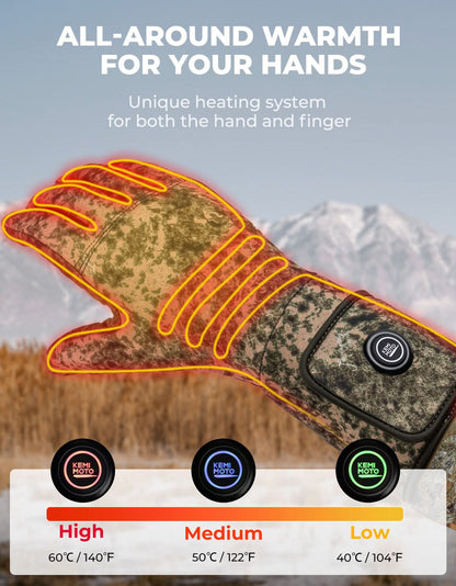 Camo Heated Hunting Gloves Men Women Touchscreen with 2 Batteries