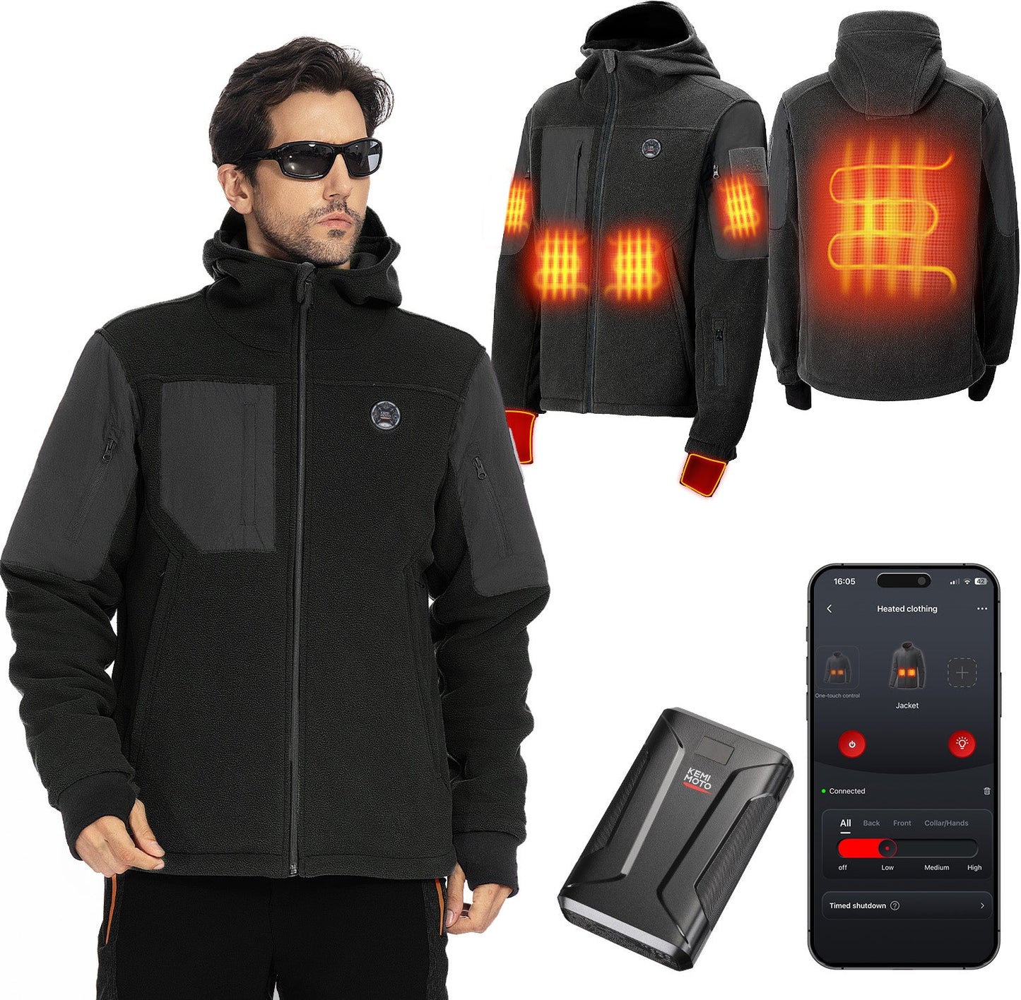 Heated Jacket with 12V 20000mAh Battery Pack