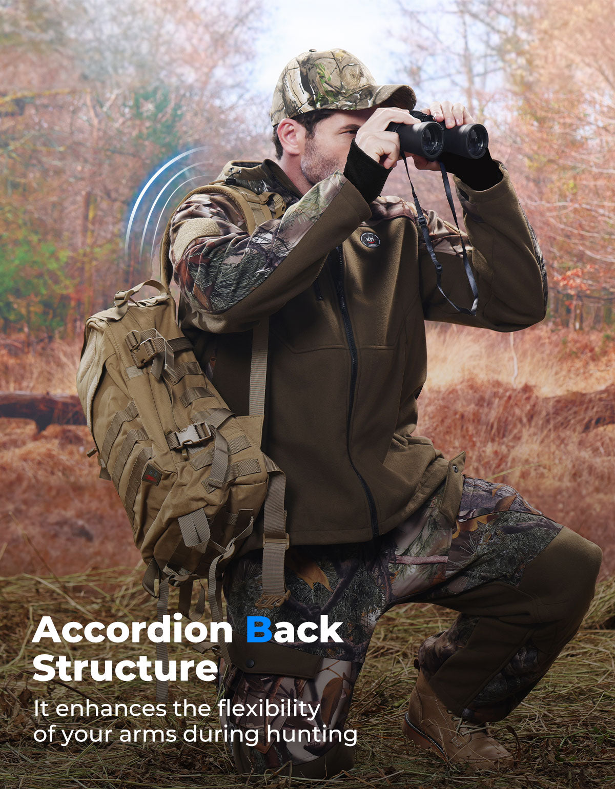 Hooded Heated Camo Jackets with Battery Pack for Hunting Outdoor Hiking