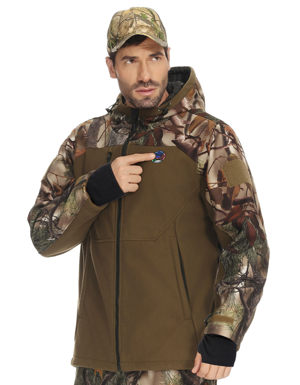 Hooded Heated Camo Jackets with Battery Pack for Hunting Outdoor Hiking