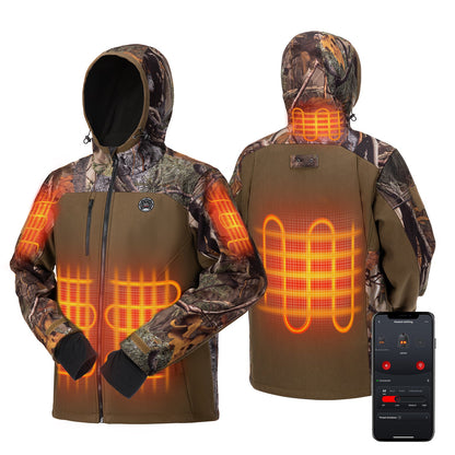 Hooded Heated Camo Jackets with Battery Pack for Hunting Outdoor Hiking