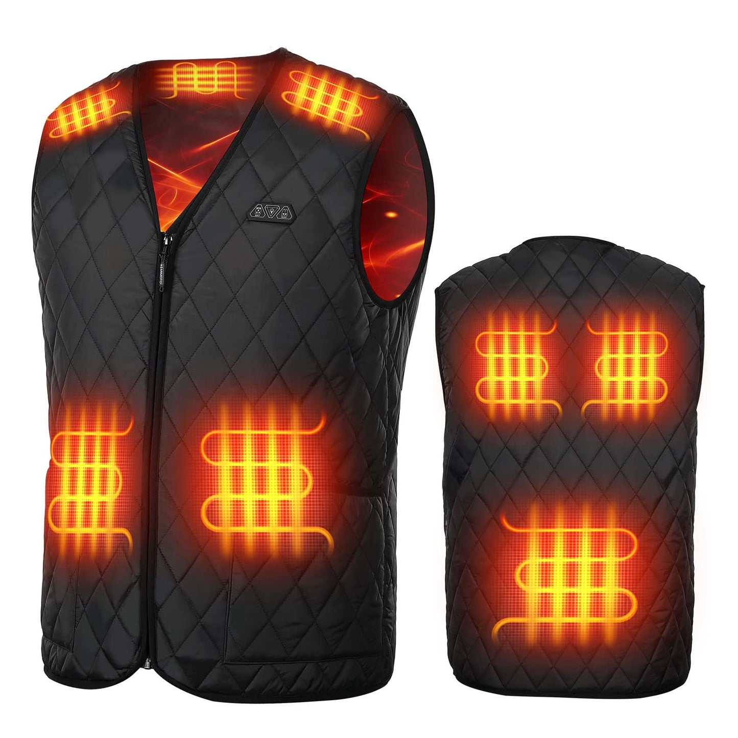 Heated Vest for Men Winter V-Neck Quilted Puffer Jacket (Batteries Not Included)