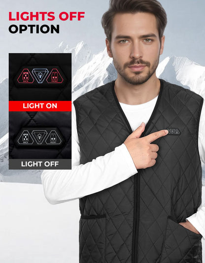 Heated Vest for Men Winter V-Neck Quilted Puffer Jacket (Batteries Not Included)