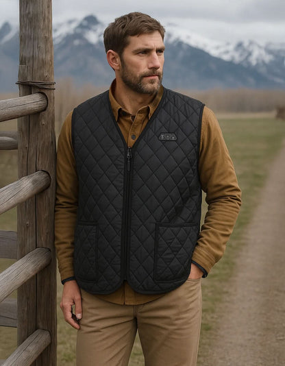 Heated Vest for Men Winter V-Neck Quilted Puffer Jacket (Batteries Not Included)