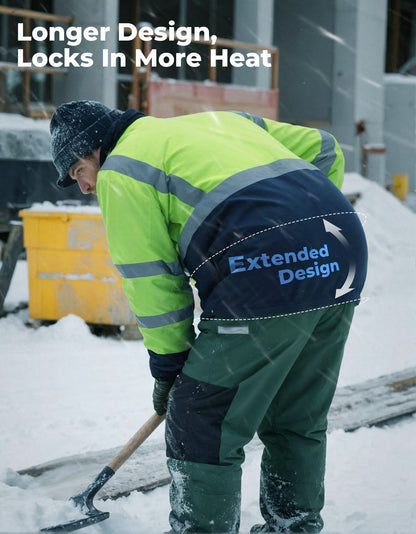 Men’s Heated Safety Jacket with Battery Waterproof Hi-Vis Winter Workwear