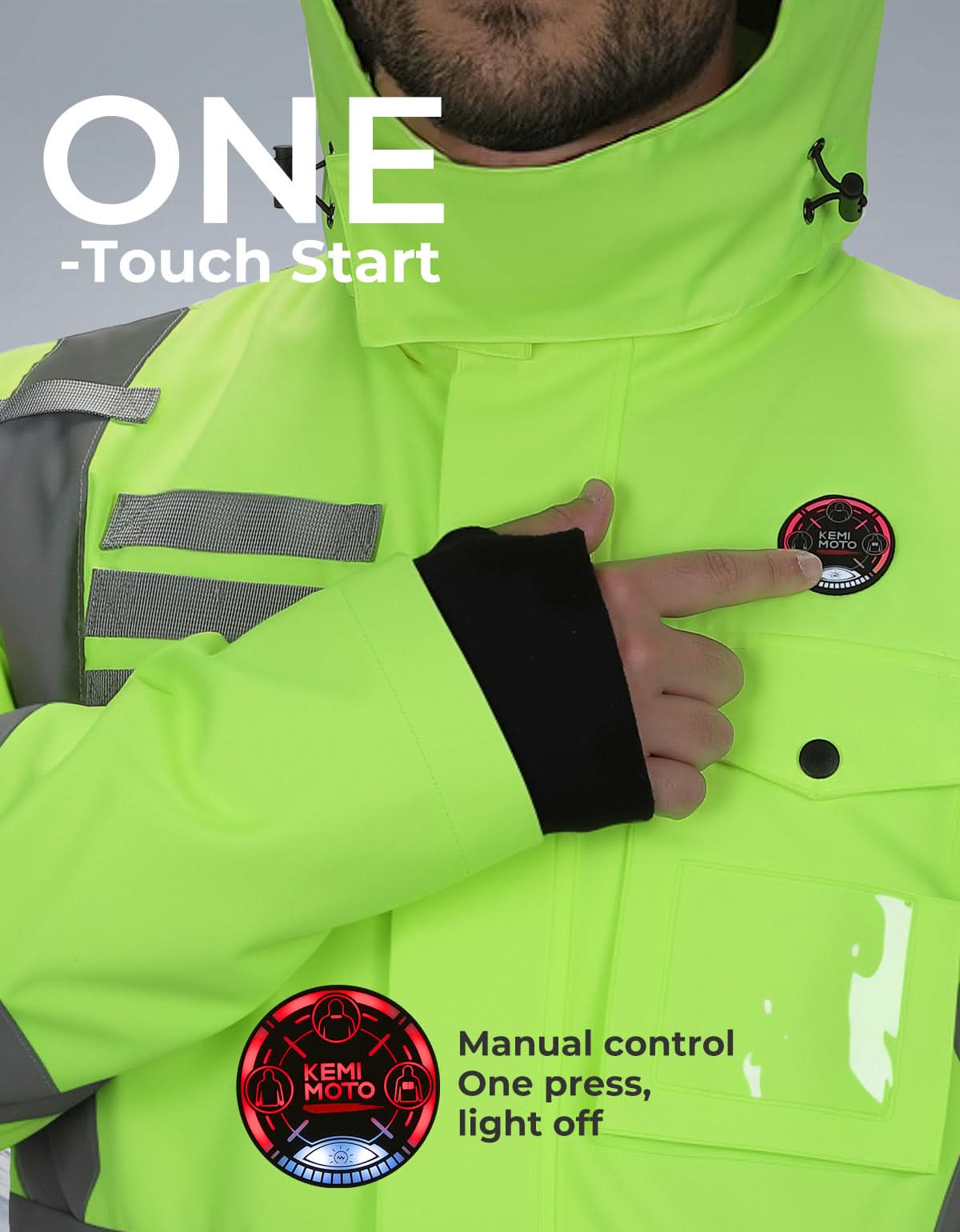 Men’s Heated Safety Jacket with Battery Waterproof Hi-Vis Winter Workwear