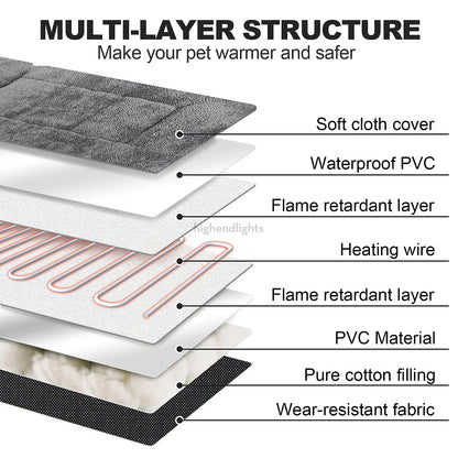 Adjustable Heated Dog Bed with Washable Cover - Warm Pet Bed