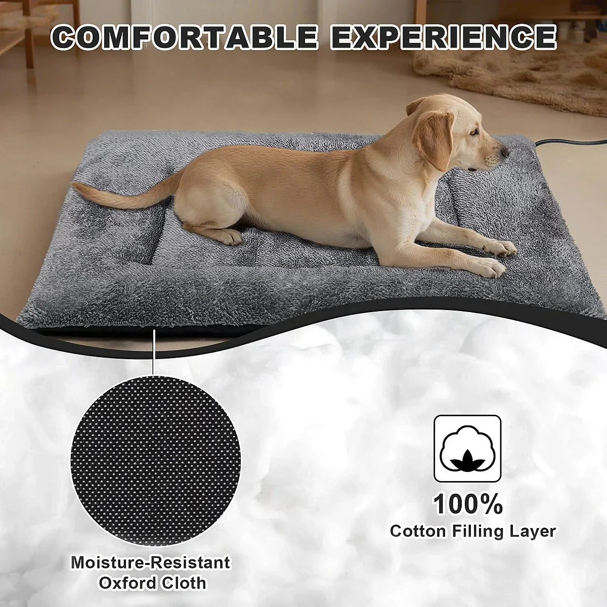 Adjustable Heated Dog Bed with Washable Cover - Warm Pet Bed