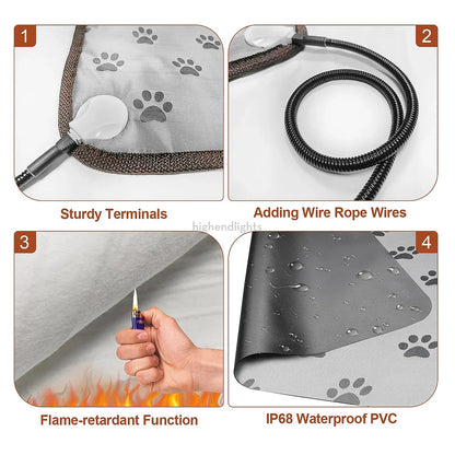Adjustable Heated Dog Pad with Waterproof Cover for Comfort & Warmth