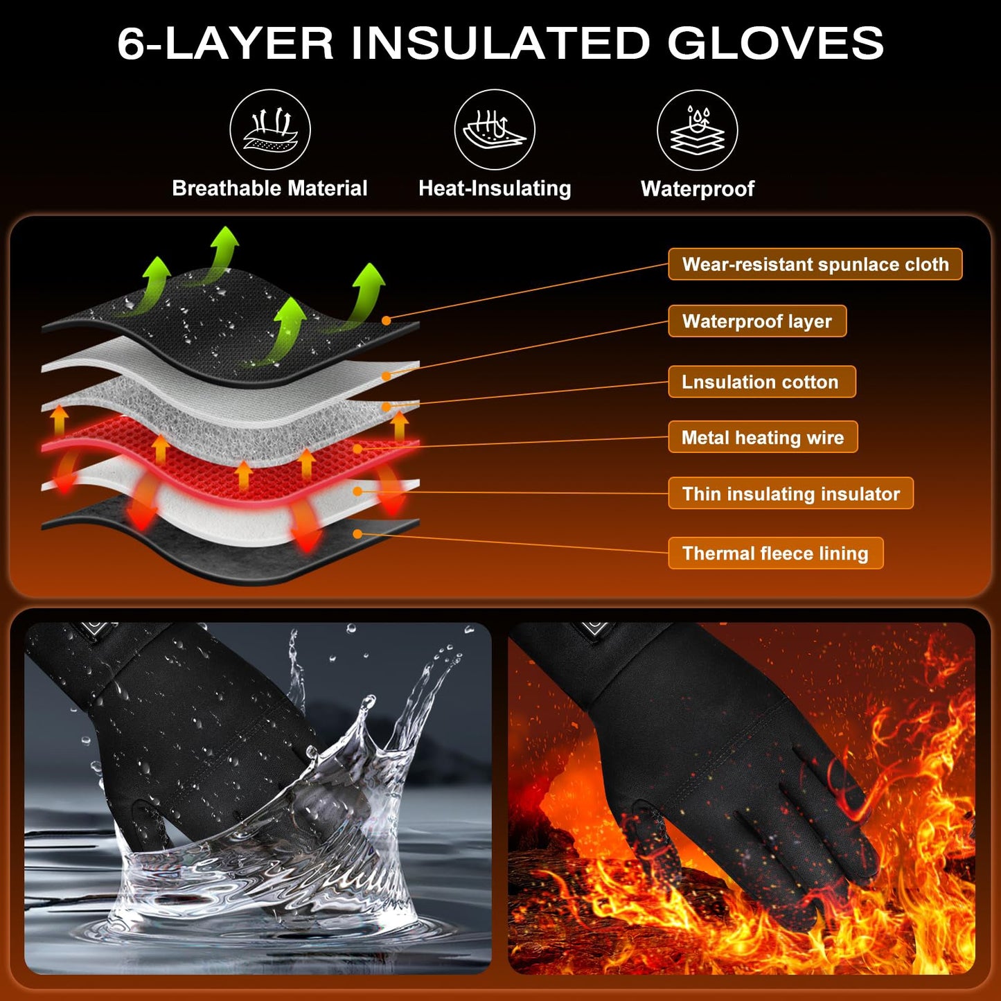 Rechargeable Heated Gloves for Winter Sports & Outdoor Activities