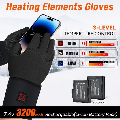Rechargeable Heated Winter Gloves for Outdoor Sports & Activities