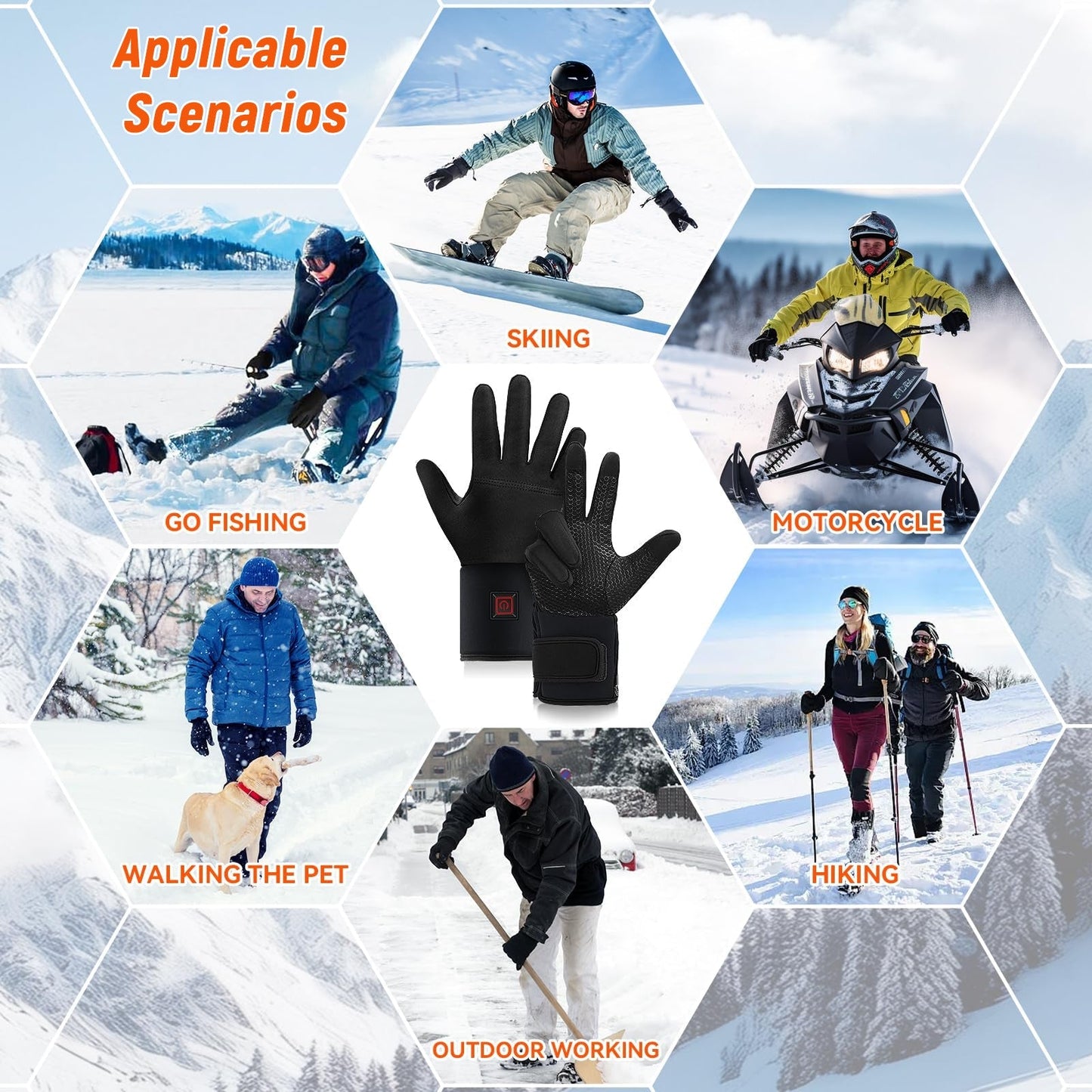 Rechargeable Heated Winter Gloves for Outdoor Sports & Activities