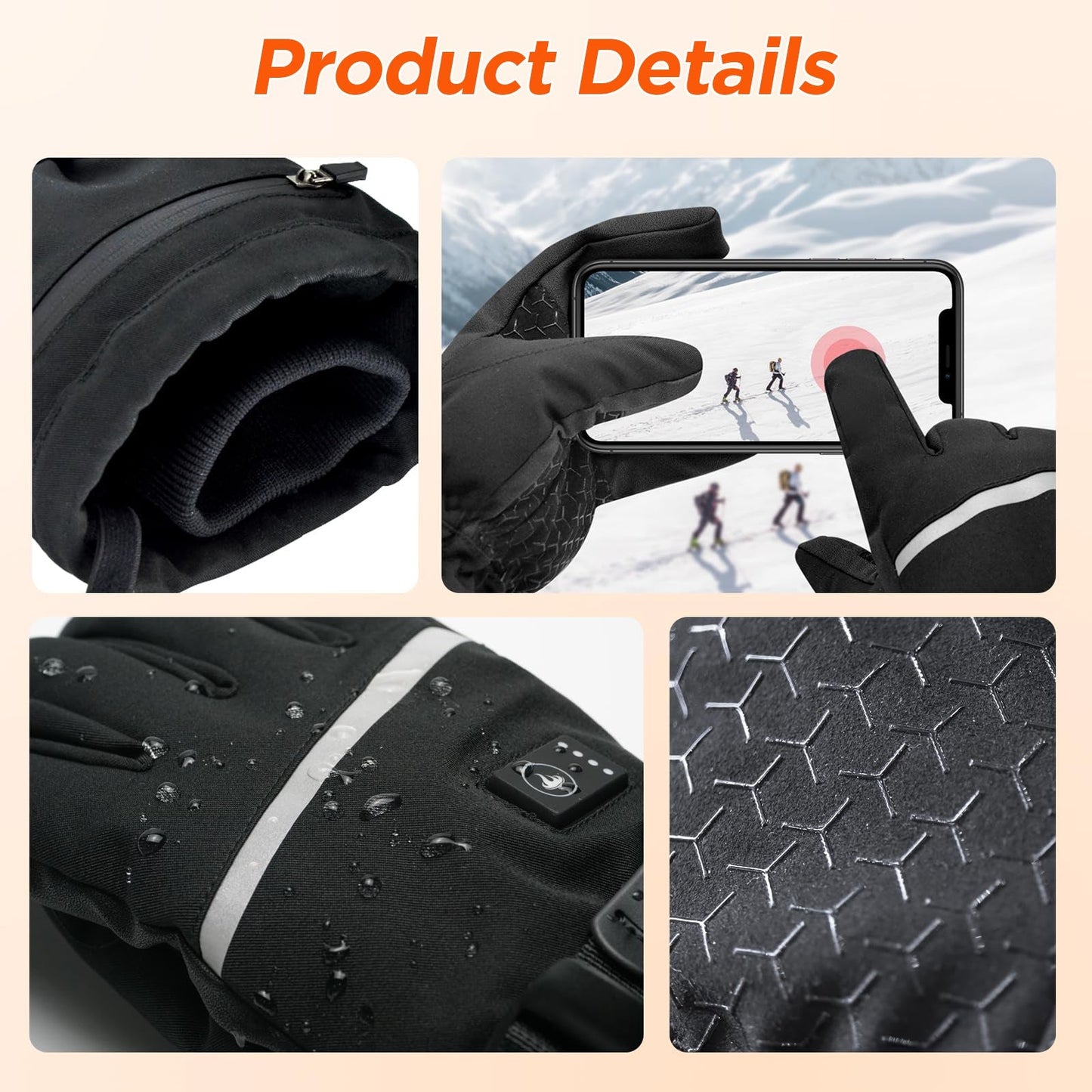 Rechargeable Touchscreen Heated Gloves for Winter Warmth