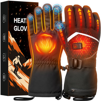 Rechargeable Waterproof Heated Gloves with Touchscreen for Winter