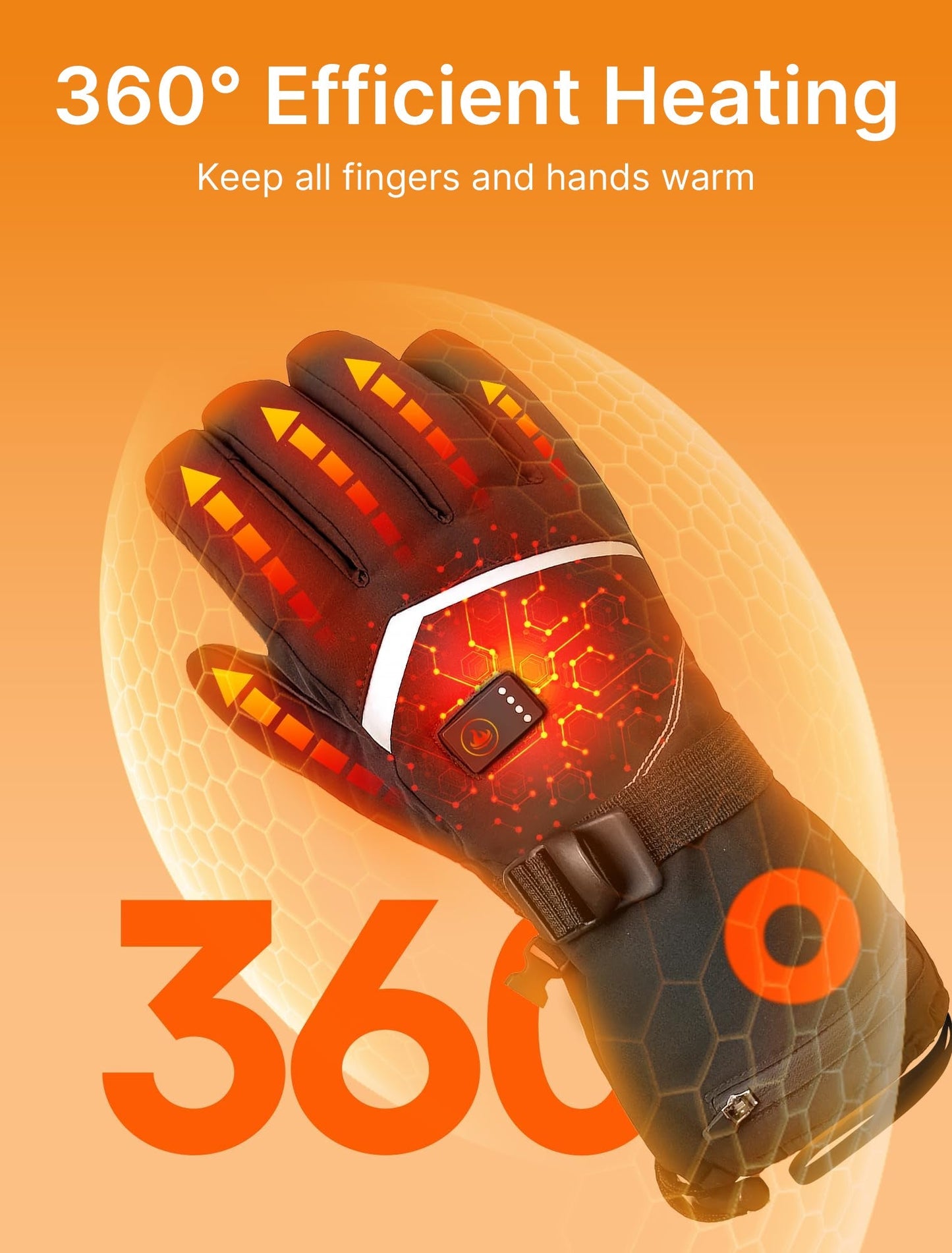 Rechargeable Waterproof Heated Gloves with Touchscreen for Winter