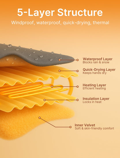 Rechargeable Waterproof Heated Gloves with Touchscreen for Winter