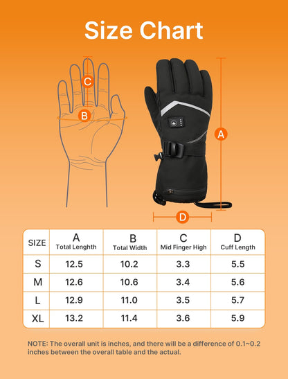 Rechargeable Waterproof Heated Gloves with Touchscreen for Winter