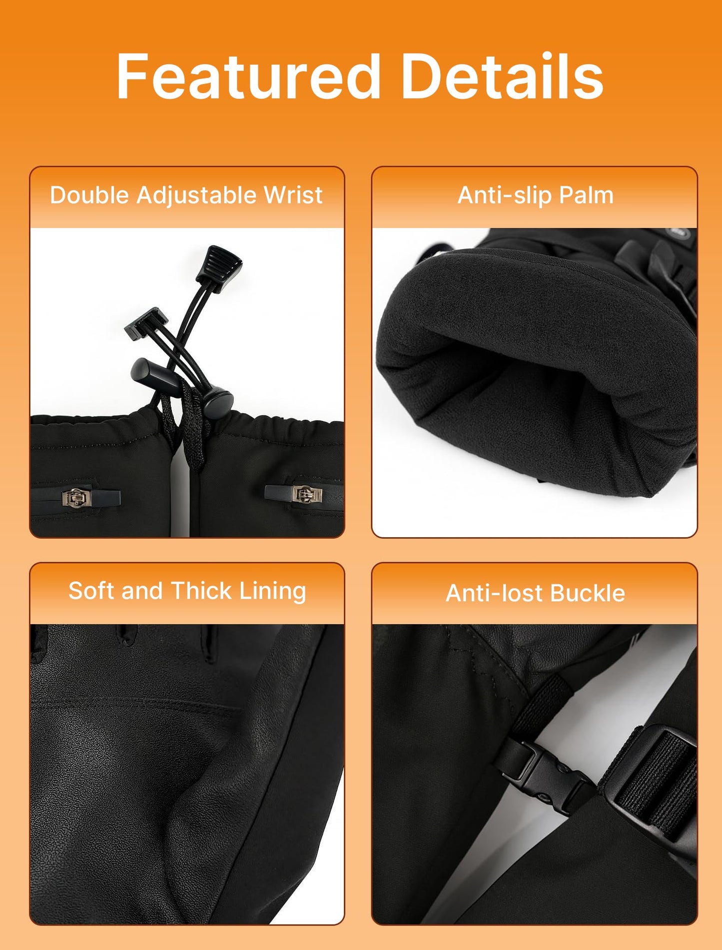 Rechargeable Waterproof Heated Gloves with Touchscreen for Winter