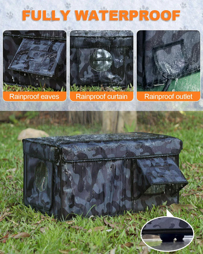Heated Outdoor Cat House - Insulated Weatherproof Winter Shelter with Pad