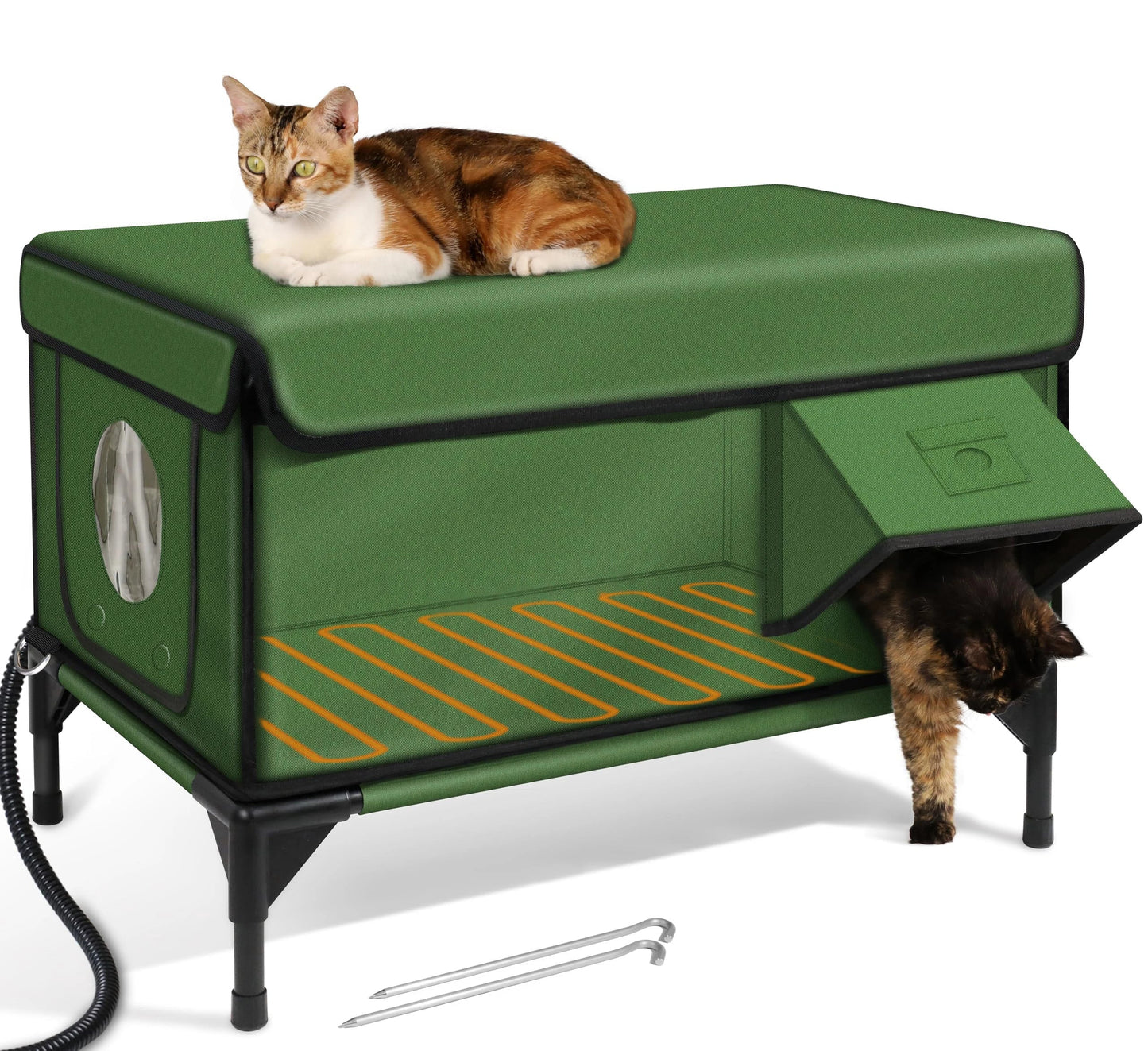 Insulated Heated Cat House for Outdoor Winter Shelter with Heating Pad