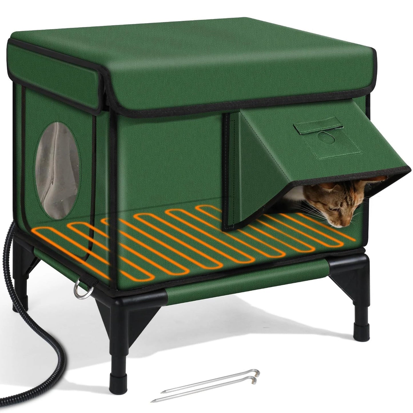 Insulated Heated Cat House for Outdoor Winter Shelter with Heating Pad