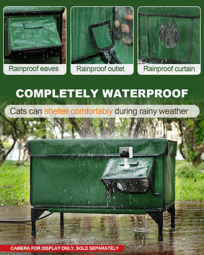 Insulated Heated Cat House for Outdoor Winter Shelter with Heating Pad