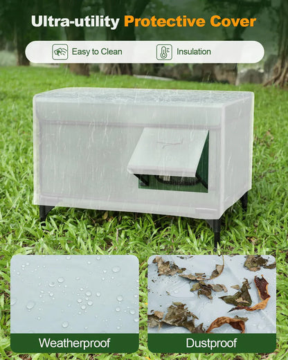 Insulated Heated Cat House for Outdoor Winter Shelter with Heating Pad