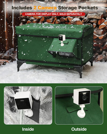 Insulated Heated Cat House for Outdoor Winter Shelter with Heating Pad